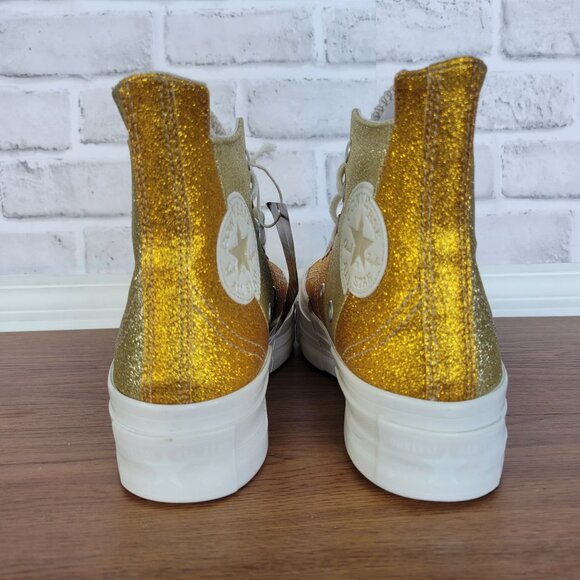 ❤️❤️Converse Chuck 70 Plus Hi Glitter Galore Sz 5 Men Shoes Gold Premium A08176C - Picture 4 of 10